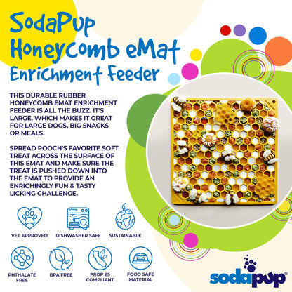 SodaPup - Honeycomb Design Emat Enrichment Licking Mat - Yellow - Larg - Large