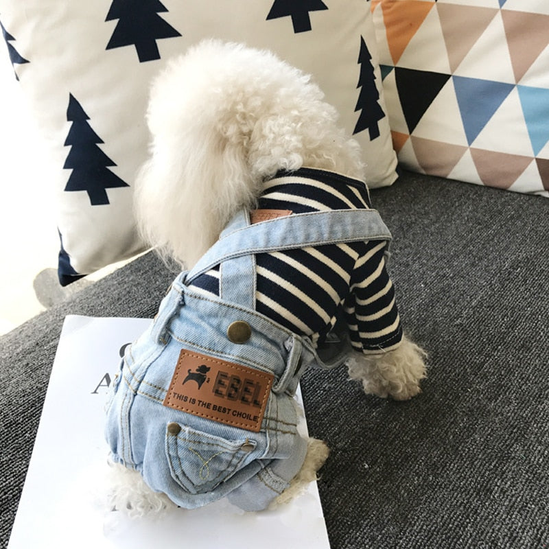 Denim Jumpsuit for Small Pets - Doot's Pet LLC Collars For A Cause