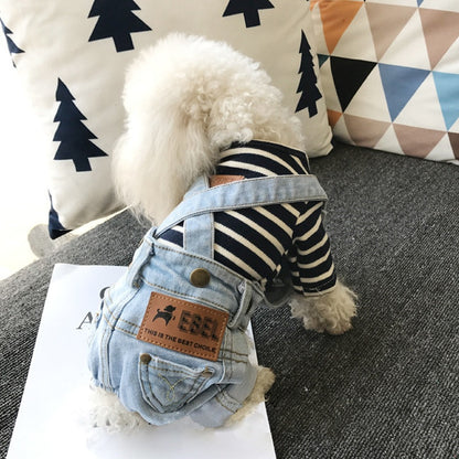 Denim Jumpsuit for Small Pets - Doot's Pet LLC Collars For A Cause