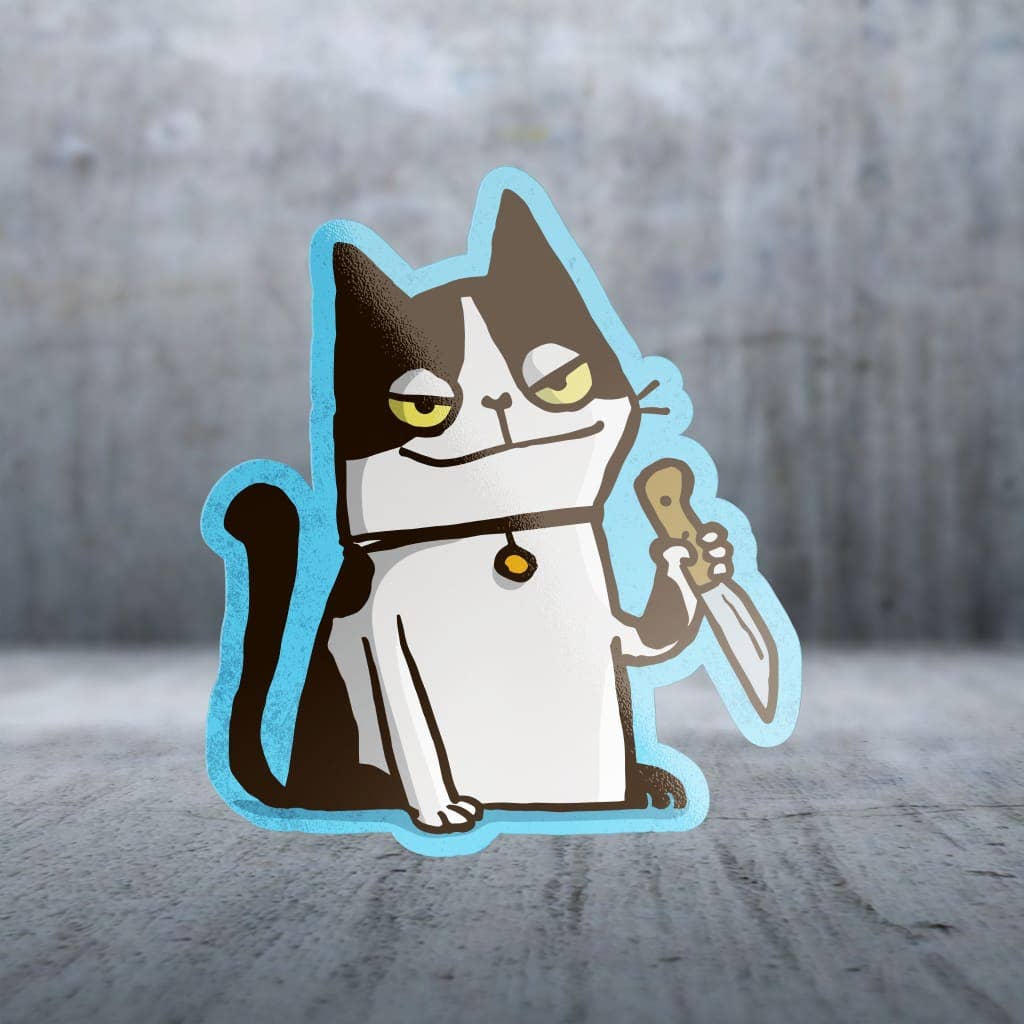 Two Feet Treats - Sneaky Cartoon Cat - Sticker