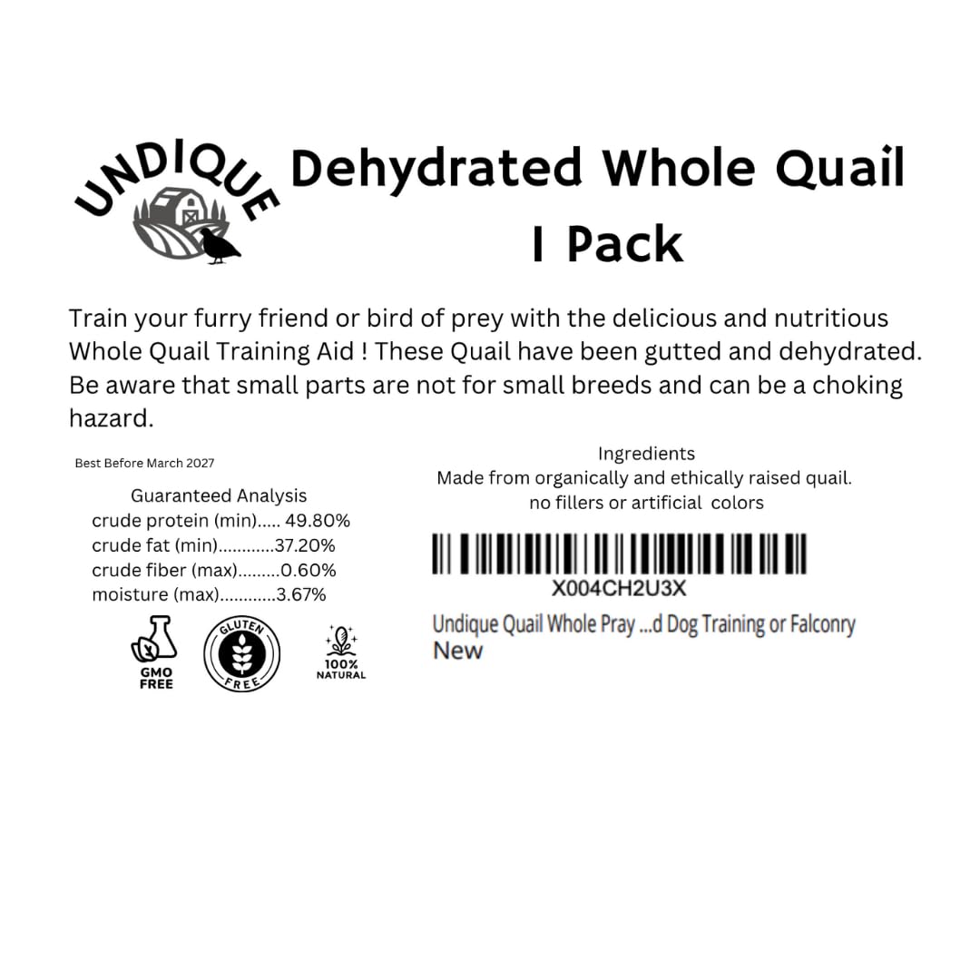Quail Whole Pray dehydrated for Bird Dog Training or Falconry - Doot's Pet LLC Collars For A Cause