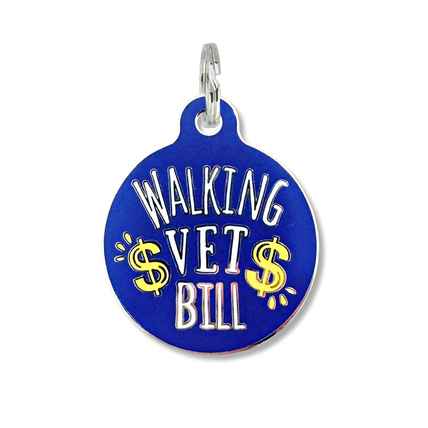 Bad Tags - Dog ID Tag with Personalized QR Code - Walking Vet Bill - Red / Engraved QR Code / Large 1.25"