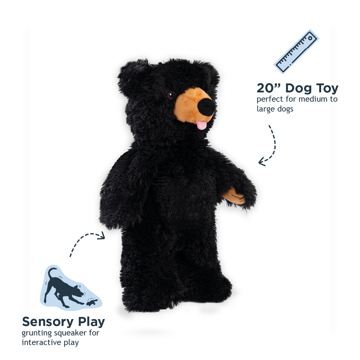 Tall Tails - Stuffless Black Bear Squeaker Dog Toy