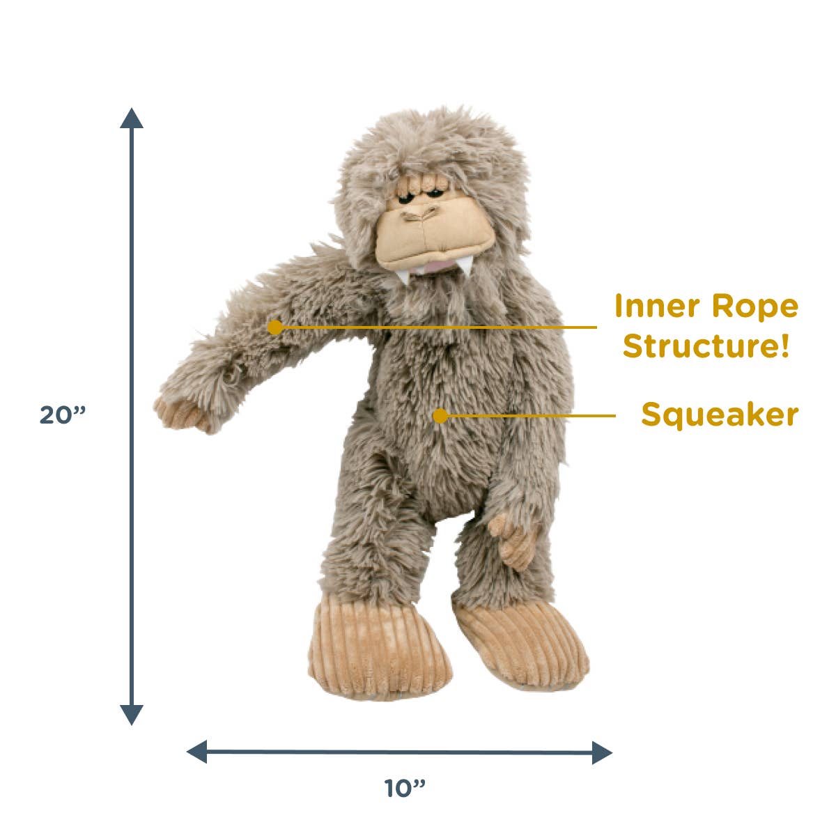 Tall Tails - Stuffless Big Foot with Squeaker - 20"