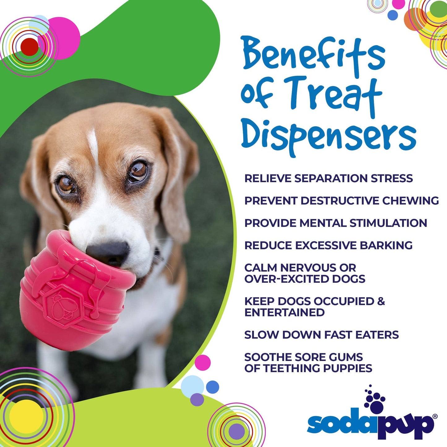 SodaPup - Large PUP-X Honey Pot Treat Dispenser - Yellow / Large - Doot's Pet LLC Collars For A Cause