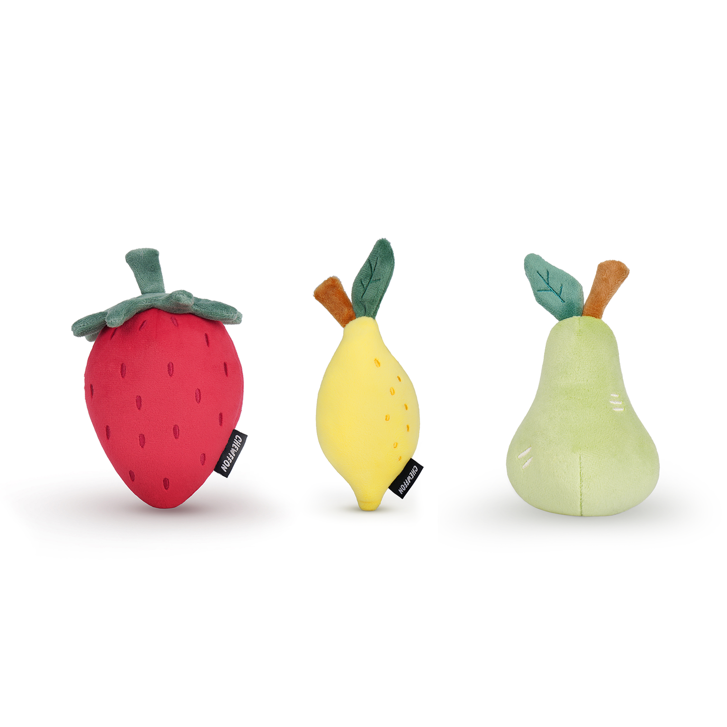 CHEWFFON - CHEWFFON Fruit Plush Squeaky Dog Toy Set – Strawberry, Lemon