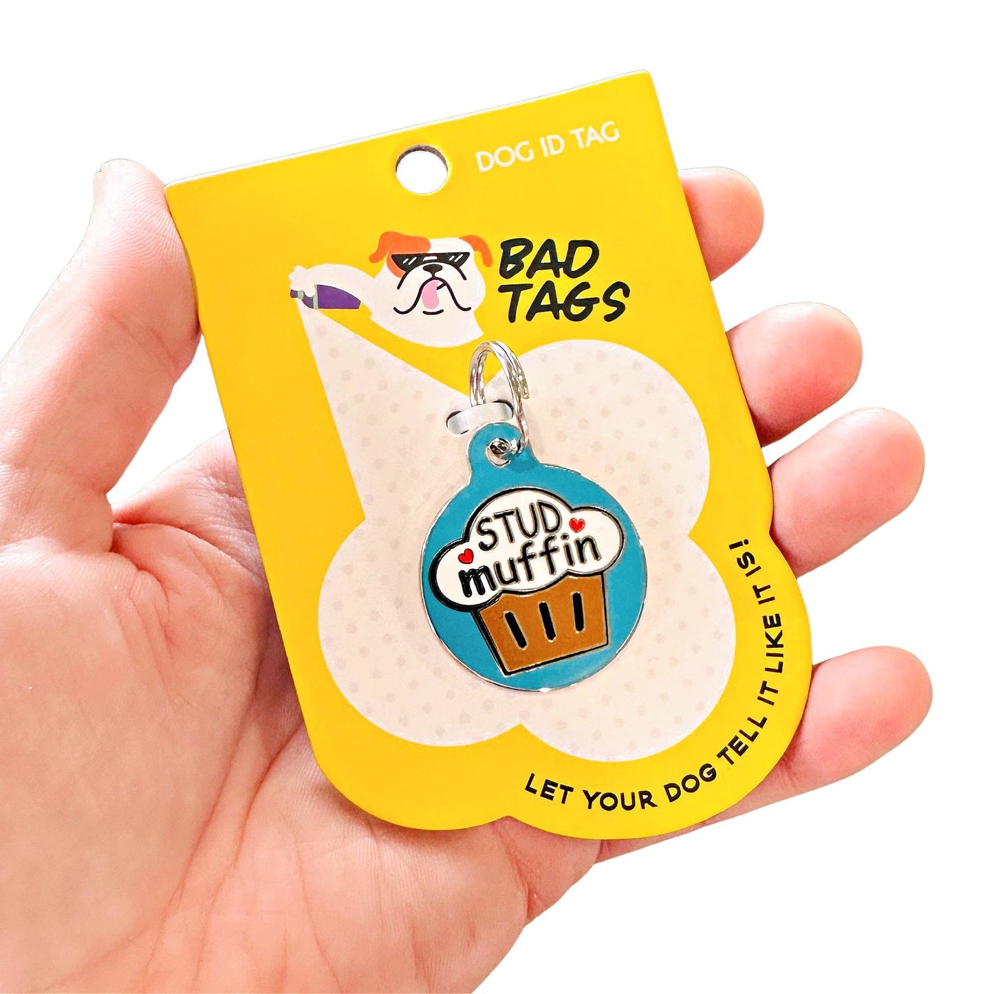 Bad Tags - Dog ID Tag with Personalized QR Code Stud Muffin - Small 1" / Engraved QR Code