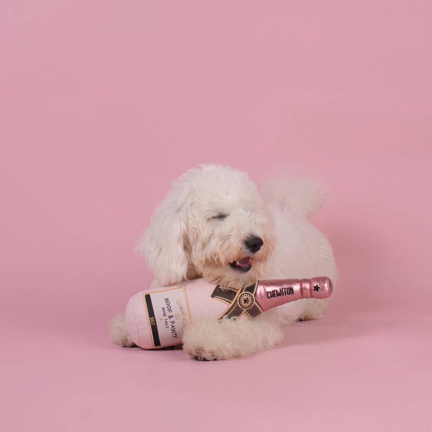 CHEWFFON - CHEWFFON Pink Champagne Bottle Plush Squeaky Dog Toy