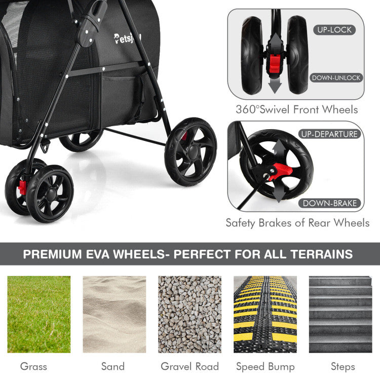 4-in-1 Double Pet Stroller with Detachable Carrier and Travel Carriage - Doot's Pet LLC Collars For A Cause