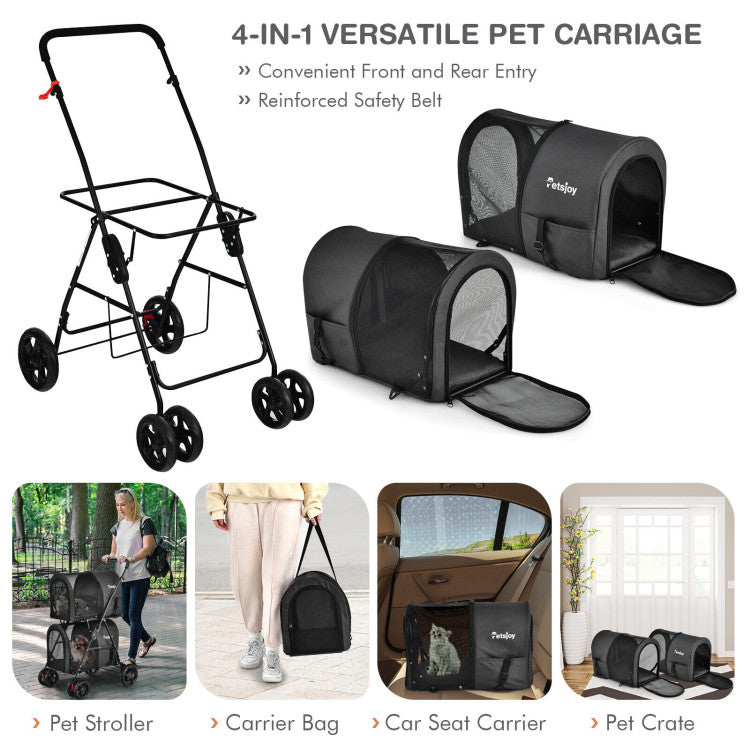 4-in-1 Double Pet Stroller with Detachable Carrier and Travel Carriage - Doot's Pet LLC Collars For A Cause