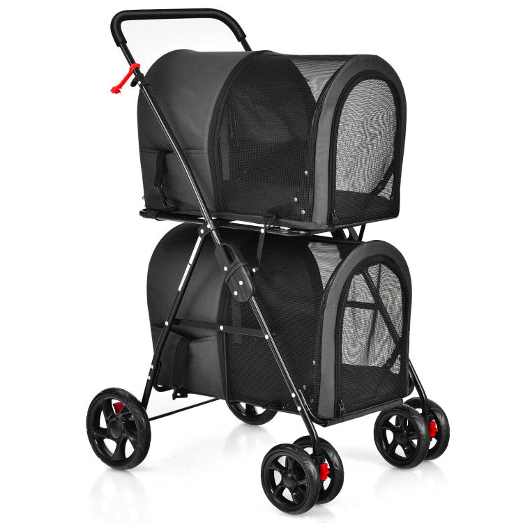 4-in-1 Double Pet Stroller with Detachable Carrier and Travel Carriage - Doot's Pet LLC Collars For A Cause