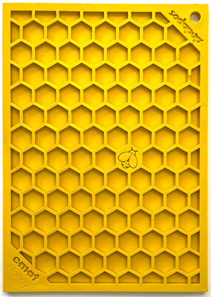 SodaPup - Honeycomb Design Emat Enrichment Licking Mat - Yellow - Larg - Large