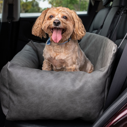 PupProtector™ Faux Leather Memory Foam Dog Car Bed - Slate Gray - Doot's Pet LLC Collars For A Cause