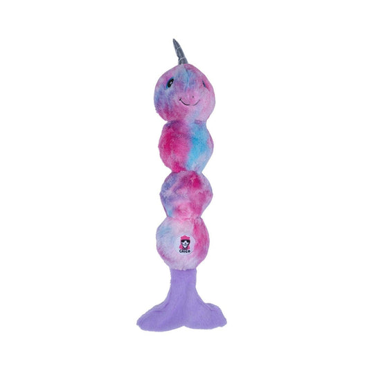 Tie Dye Skinny Narwhal Magical Creature Plush Dog Toy – with Squeaker & Crinkle Paper for Fun Play - Doot's Pet LLC Collars For A Cause