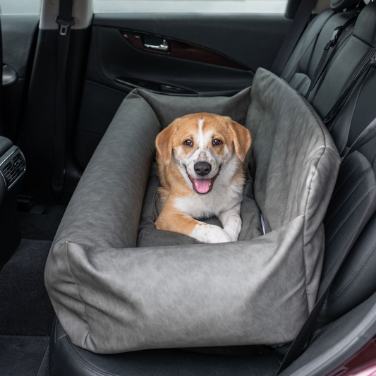 PupProtector™ Faux Leather Memory Foam Dog Car Bed - Slate Gray - Doot's Pet LLC Collars For A Cause