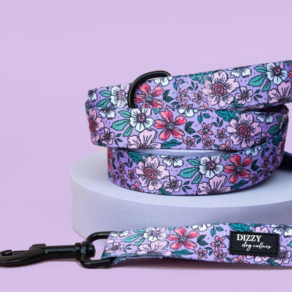 Dizzy Dog Collars - Lilac Floral | Dog Leash | Dog Lead - Large Lead (2.5cm x 152cm)