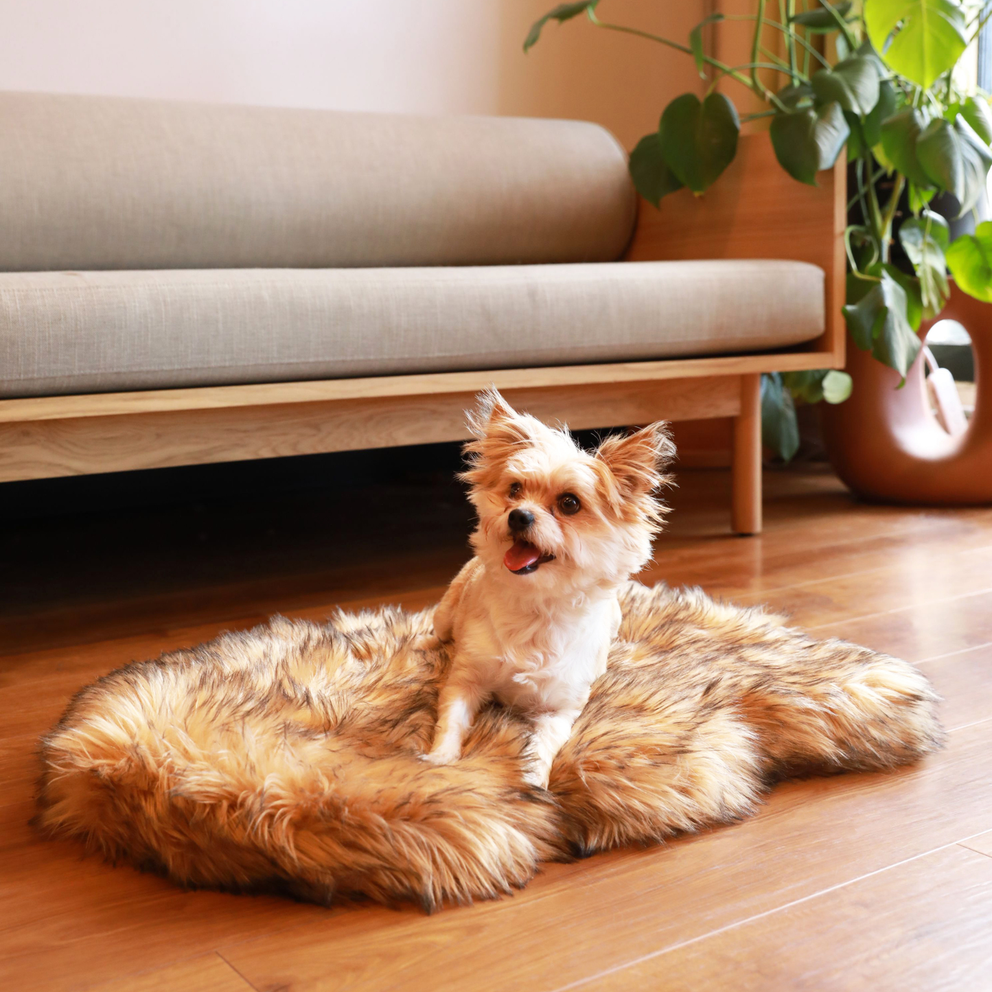 PupRug by Paw.com® Faux Fur Orthopedic Dog Bed - Curve Sable Tan - Doot's Pet LLC Collars For A Cause