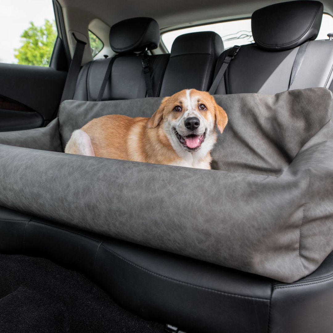 PupProtector™ Faux Leather Memory Foam Dog Car Bed - Slate Gray - Doot's Pet LLC Collars For A Cause