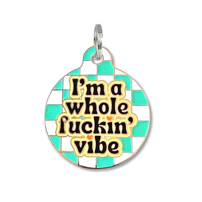 Bad Tags - Dog ID Tag with Personalized QR Code - Whole Vibe - Purple / Engraved QR Code / Small 1"