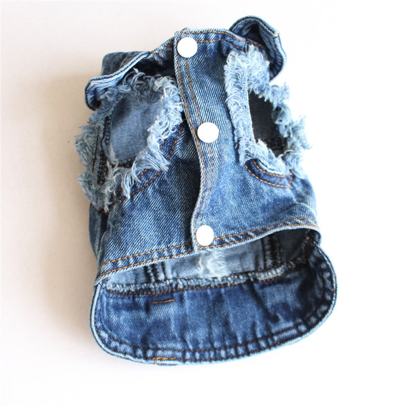 Pet Dog Cat Blue Denim Jeans Jacket Coat Vest - Doot's Pet LLC Collars For A Cause