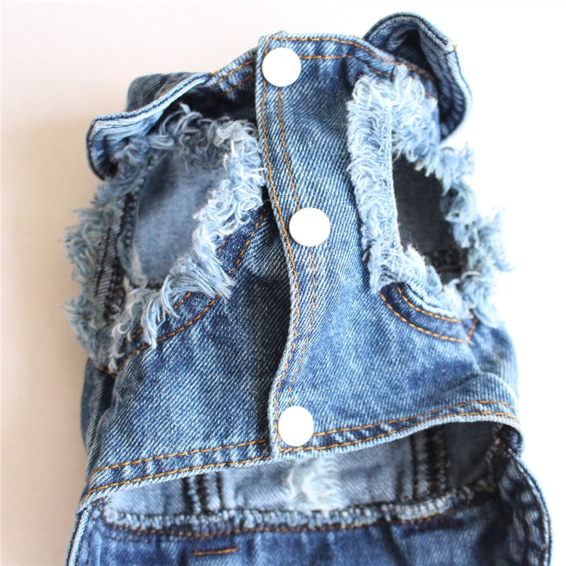 Pet Dog Cat Blue Denim Jeans Jacket Coat Vest - Doot's Pet LLC Collars For A Cause