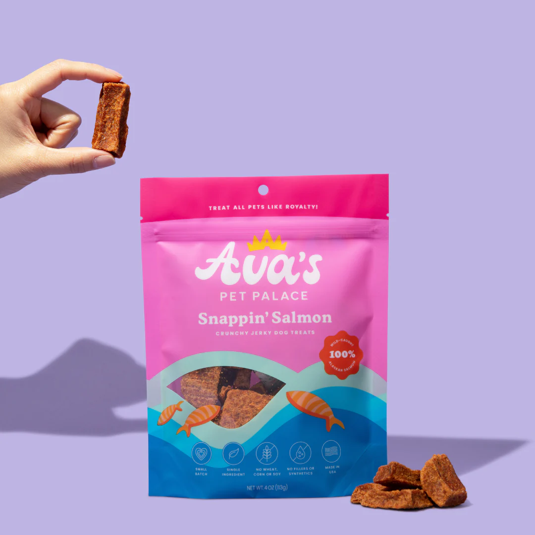 Ava's Pet Palace Crunchy Jerky Dog Treats - Snappin' Salmon Treats (4 oz) - Doot's Pet LLC Collars For A Cause