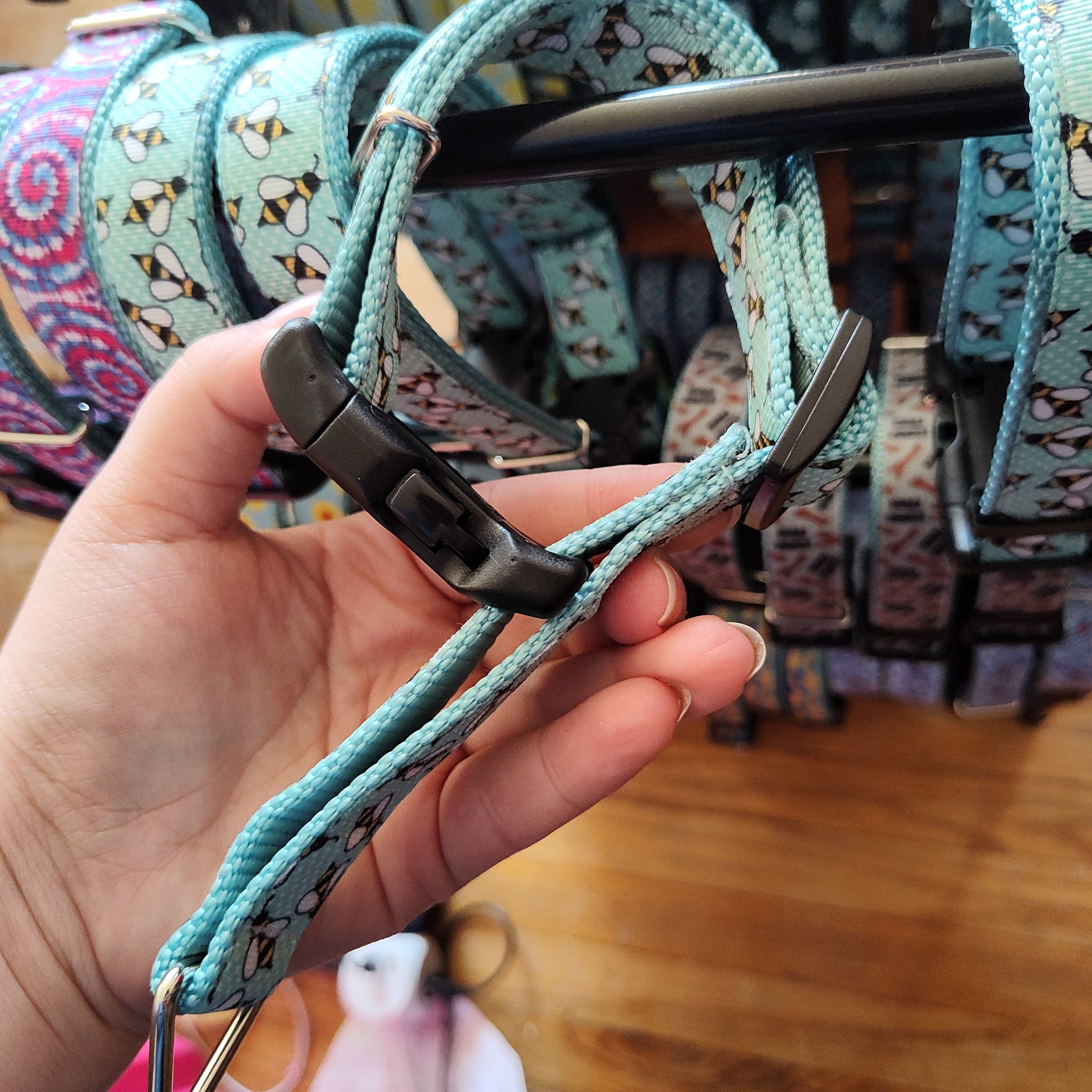 Blue Bees Light Blue Nylon Martingale Dog Collar MD, LG, XL - Doot's Pet LLC Collars For A Cause