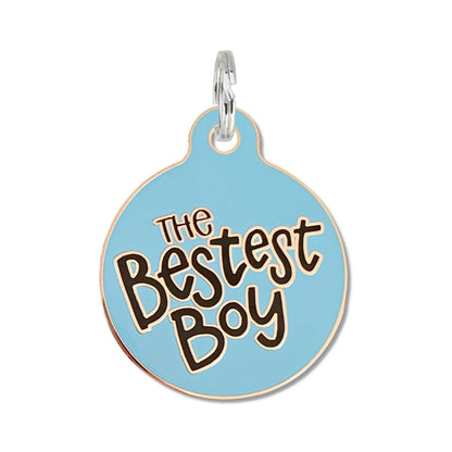 Bad Tags - Dog ID Tag with Personalized QR Code - The Bestest Boy - Black / Engraved QR Code / Small 1"