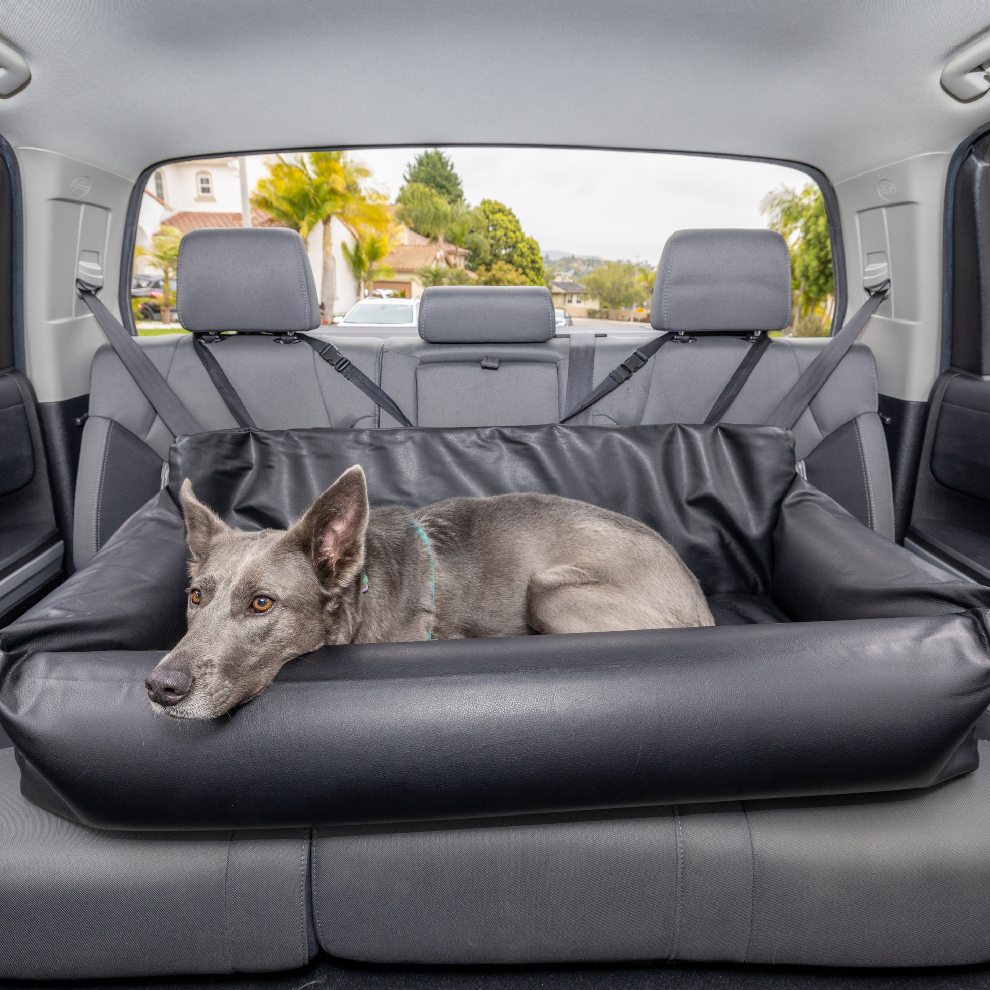 PupProtector™ Faux Leather Memory Foam Dog Car Bed -  Black - Doot's Pet LLC Collars For A Cause