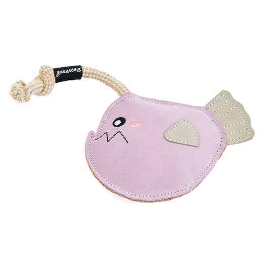 ZippyPaws - EcoZippy Suede and Rope Buddies - Angler Fish - Dog Toy