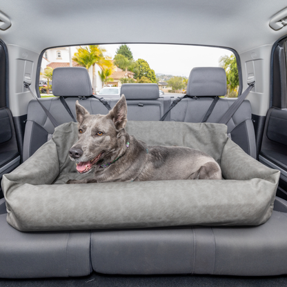 PupProtector™ Faux Leather Memory Foam Dog Car Bed - Slate Gray - Doot's Pet LLC Collars For A Cause