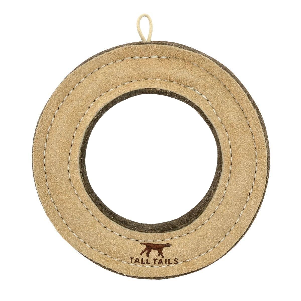 Tall Tails - Tall Tails Natural Leather & Wool Ring Toy - 7"
