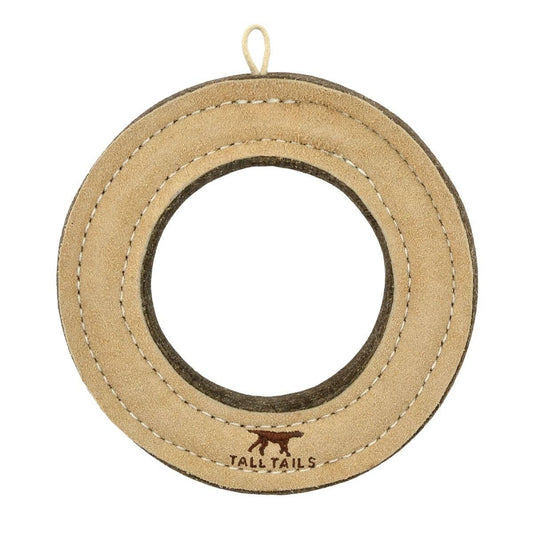 Tall Tails - Tall Tails Natural Leather & Wool Ring Toy - 7"