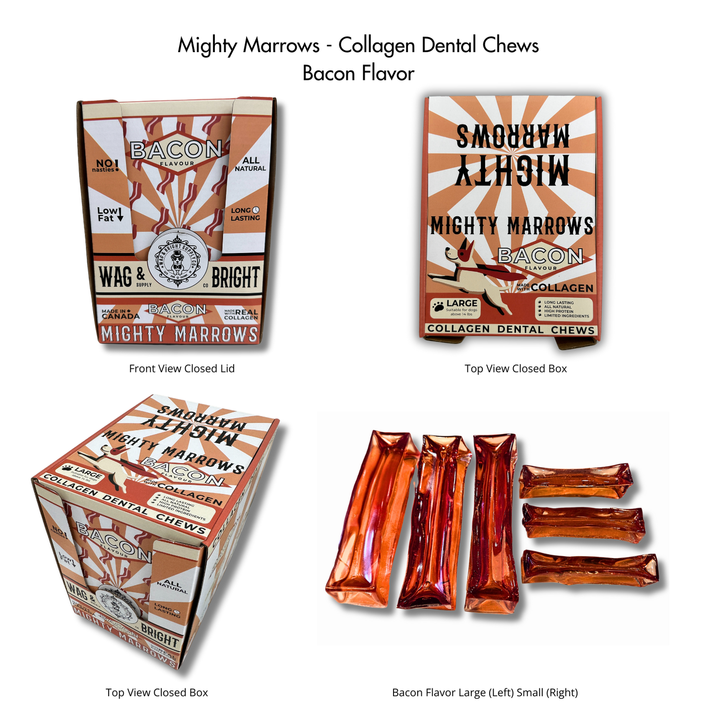 Wag & Bright Supply Co. - Mighty Marrows Collagen Dental Chew - Bacon