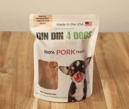 100% Pork Dog Treats, 5 Ounce Bag, Single Ingredient, High Protein