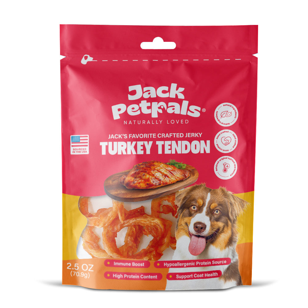 Jack PetPals Handcrafted Jerky Turkey Tendon Dog Treats (2.5oz) - Doot's Pet LLC Collars For A Cause