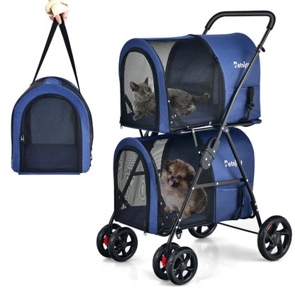 4-in-1 Double Pet Stroller with Detachable Carrier and Travel Carriage - Doot's Pet LLC Collars For A Cause