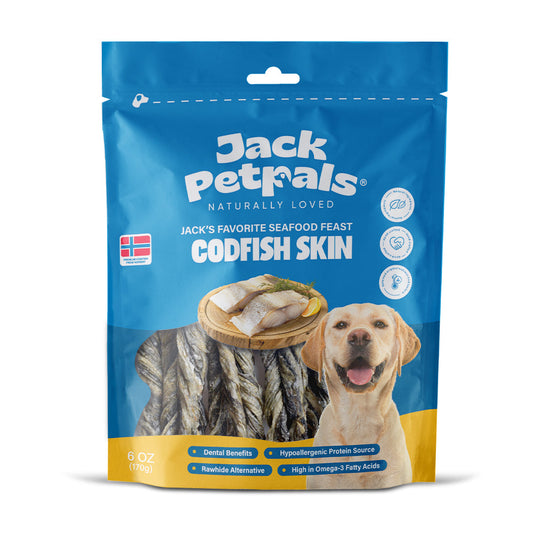 Jack PetPals Seafood Feast Codfish Skin Treat Chews (6oz) - Doot's Pet LLC Collars For A Cause