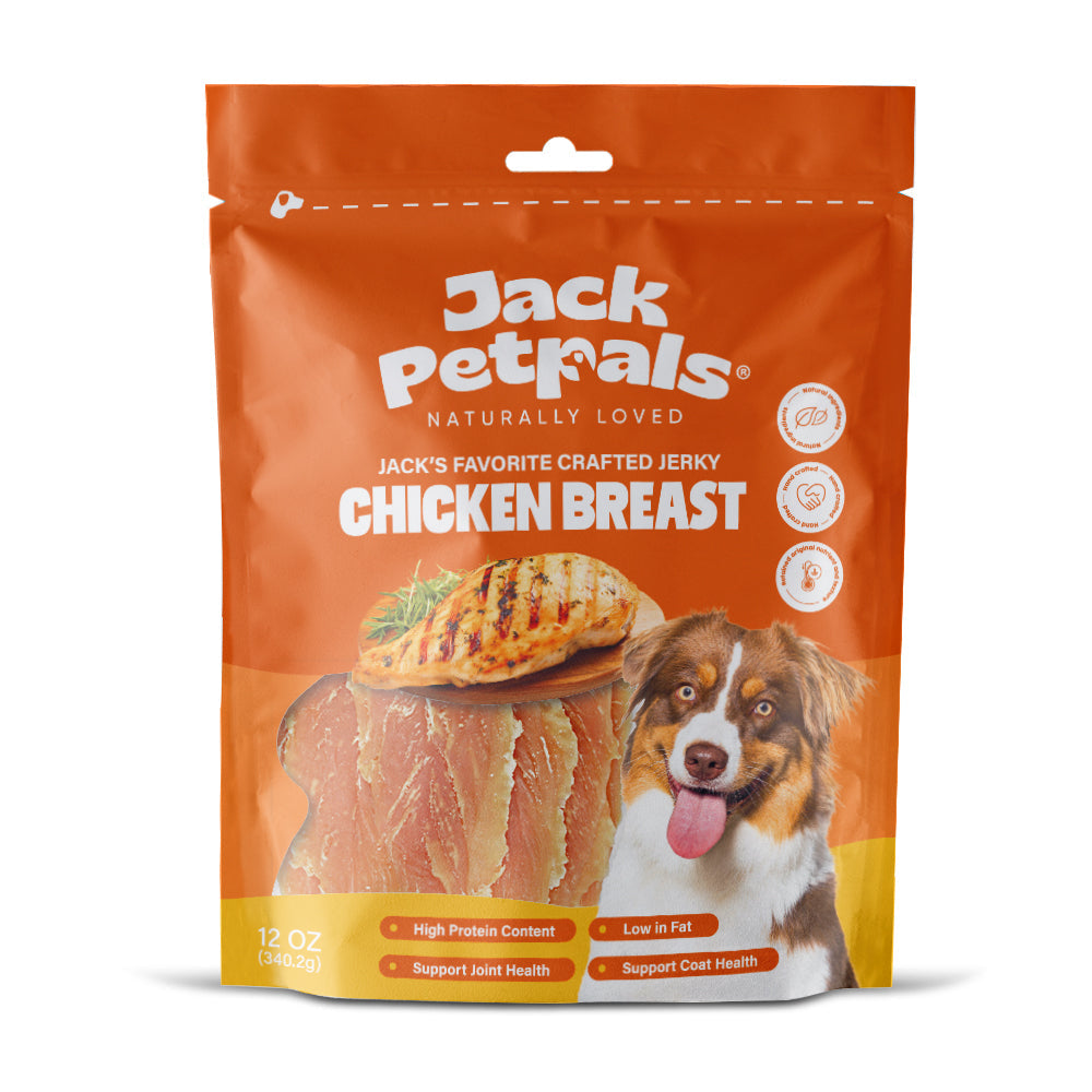 Jack PetPals Handcrafted Jerky Chicken Breast Dog Treats (12oz) - Doot's Pet LLC Collars For A Cause