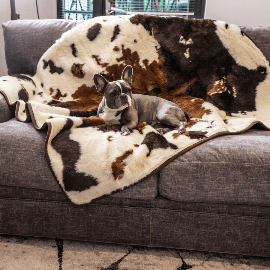 PupProtector™ Waterproof Throw Blanket - Brown Faux Cowhide - Doot's Pet LLC Collars For A Cause