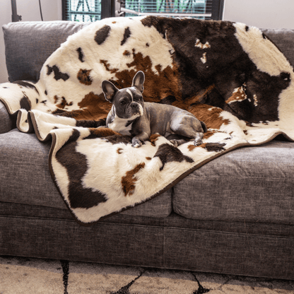 PupProtector™ Waterproof Throw Blanket - Brown Faux Cowhide - Doot's Pet LLC Collars For A Cause