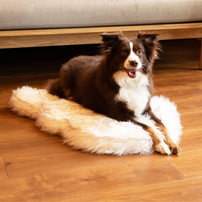 PupRug by Paw.com® Faux Fur Orthopedic Dog Bed - Curve White with Brown Accents - Doot's Pet LLC Collars For A Cause