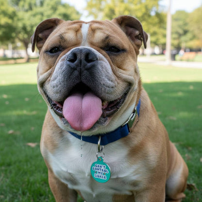 Bad Tags - Dog Tag w/ Personalized QR Code - Can't Control my Licker - Pink / Engraved QR Code / Small 1"