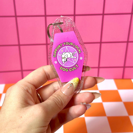 Stickers X Ashley Bexar - Funny Dog Mom Dogs Witchy Motel Keychain Acrylic Keychain - Glitter / Silver