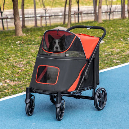 One-Click Foldable Stroller for Large Medium Small Dogs, Pet, Cats with Storage - Doot's Pet LLC Collars For A Cause