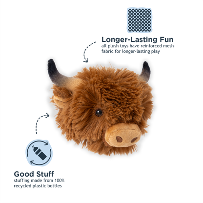 Tall Tails - Highland Cow 2-in-1 Fetch Ball Dog Toy
