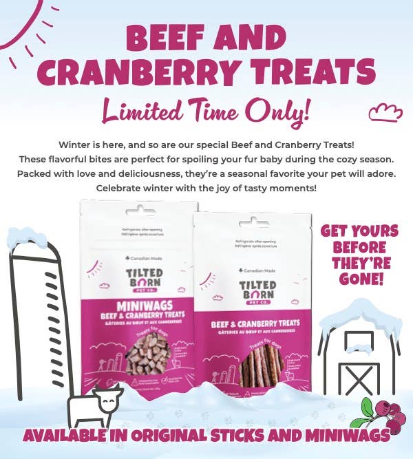 Tilted Barn Pet Co. - Beef and Cranberry Miniwags 100g/3.53oz Treats For Dogs