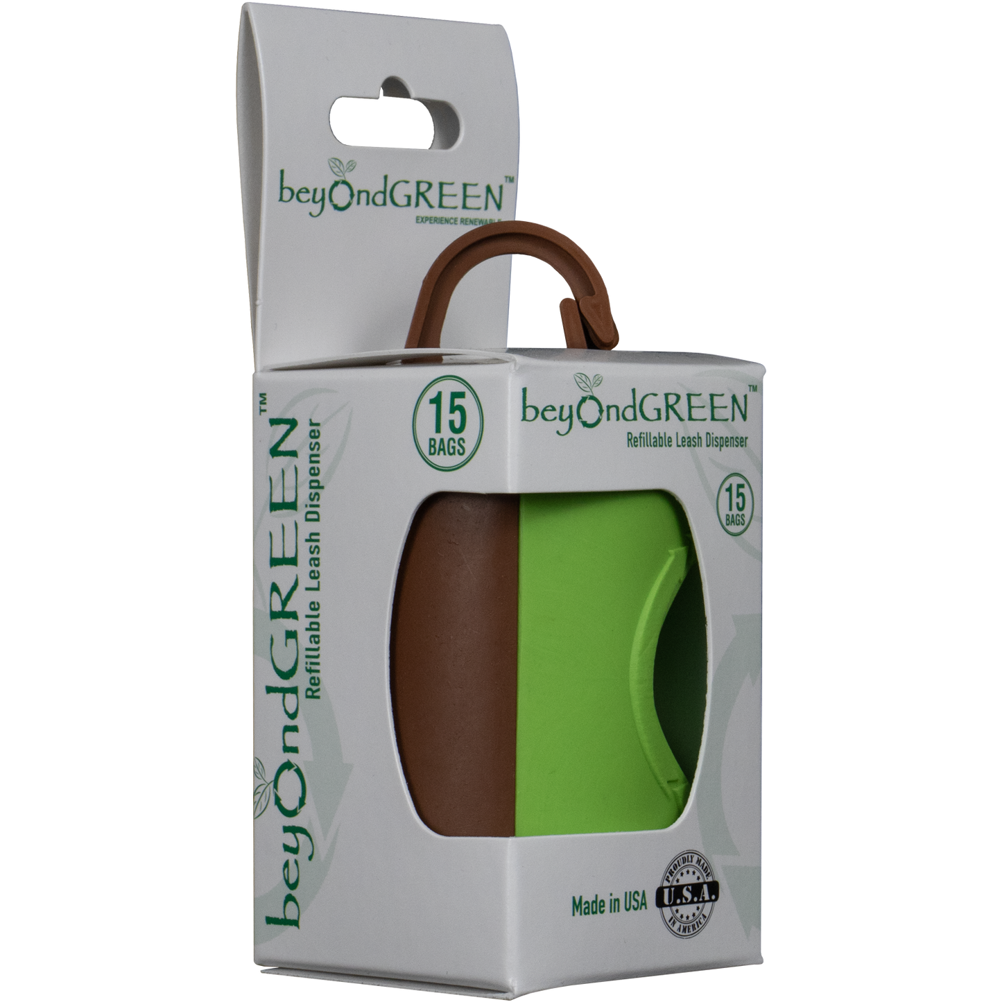 beyondGREEN Dog Waste Bag Leash Dispenser – Clip-On Holder for Standard Rolls – Durable, Portable, Made in USA - Doot's Pet LLC Collars For A Cause