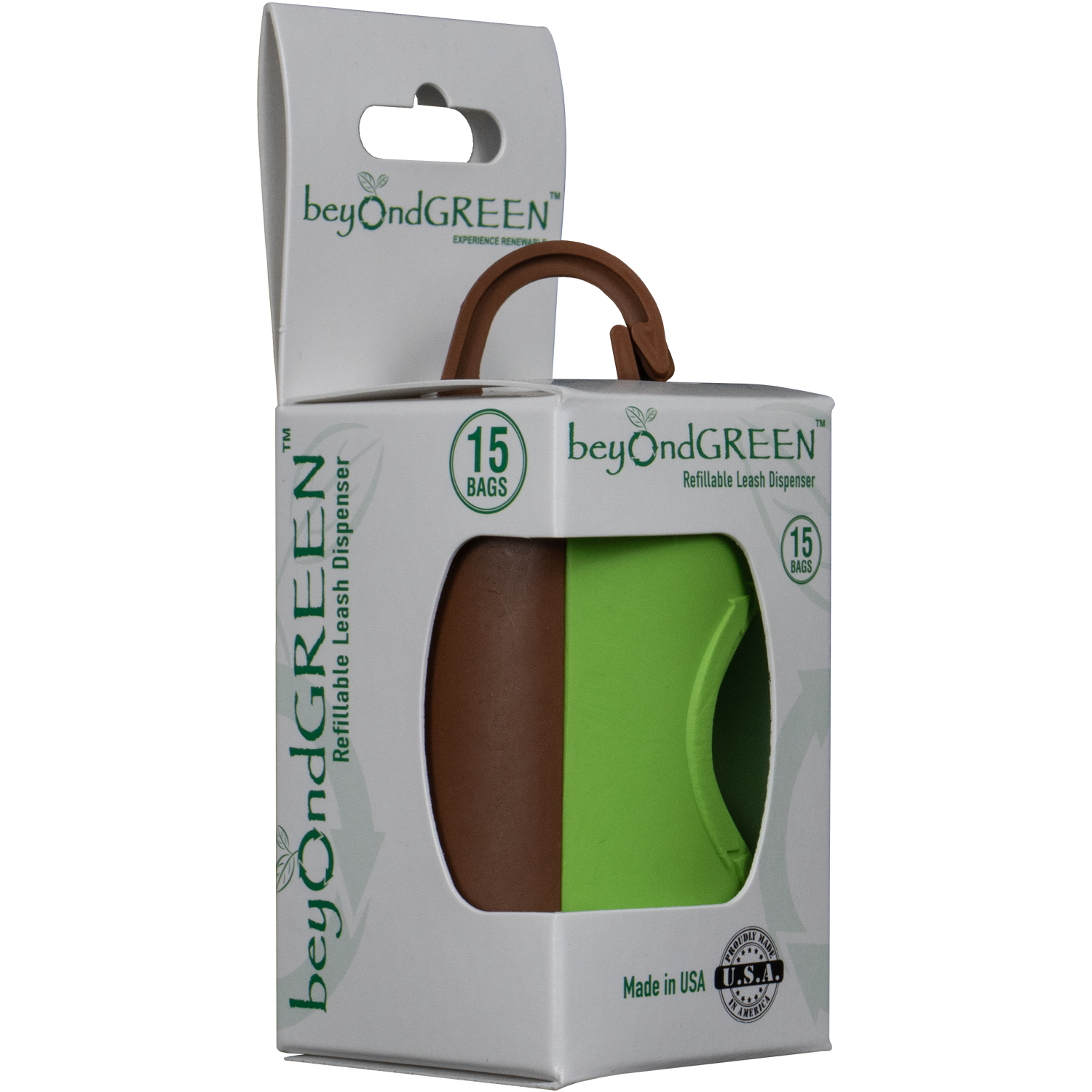 beyondGREEN Dog Waste Bag Leash Dispenser – Clip-On Holder for Standard Rolls – Durable, Portable, Made in USA - Doot's Pet LLC Collars For A Cause