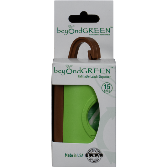 beyondGREEN Dog Waste Bag Leash Dispenser – Clip-On Holder for Standard Rolls – Durable, Portable, Made in USA - Doot's Pet LLC Collars For A Cause